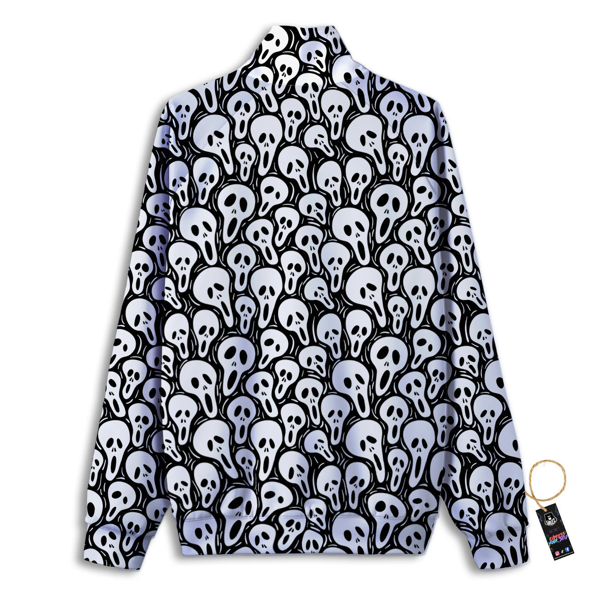 Face Scary Print Pattern Track Jacket-grizzshop