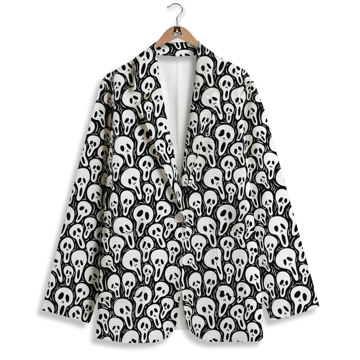 Face Scary Print Pattern Women's Blazer-grizzshop
