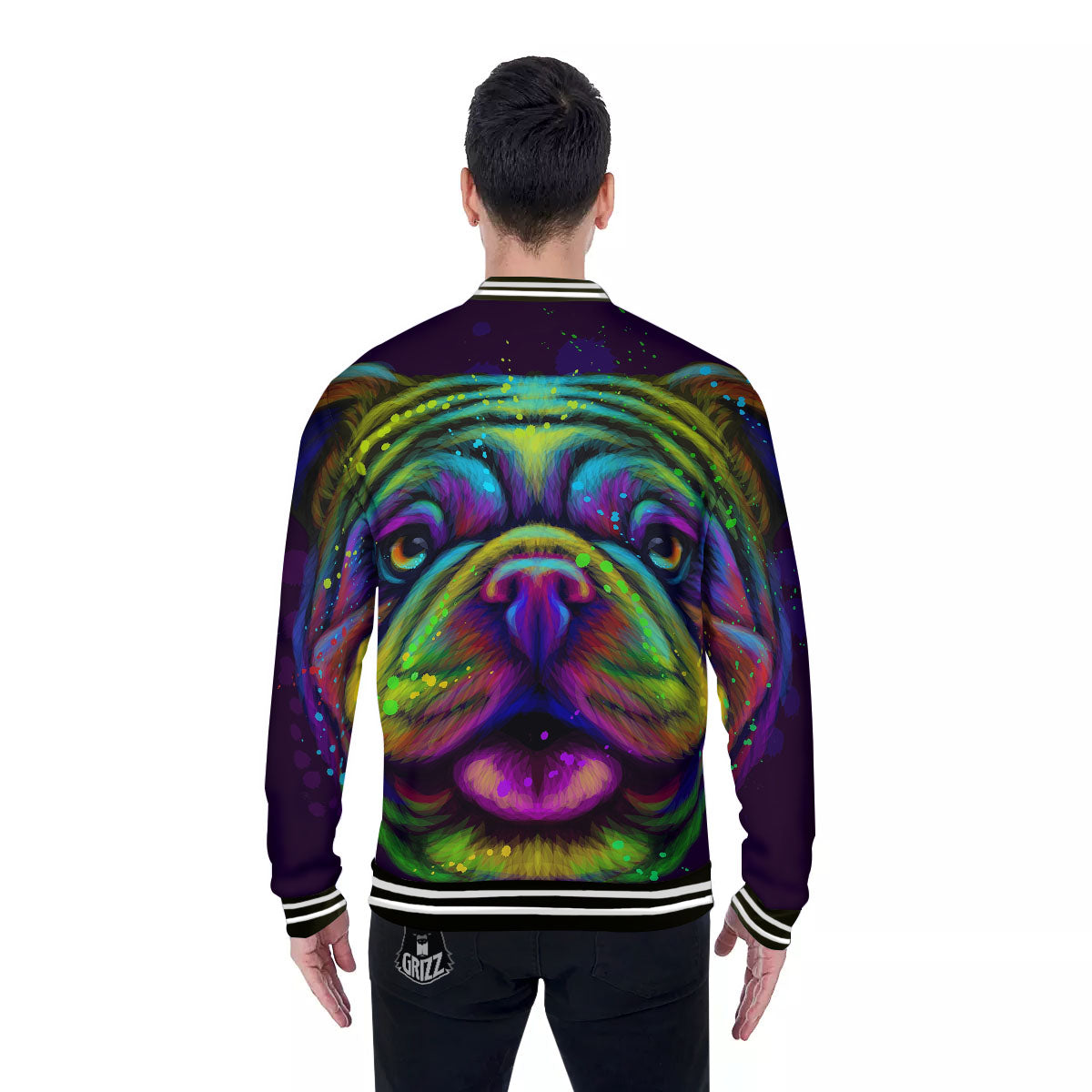 Face Shar Pei Print Baseball Jacket-grizzshop