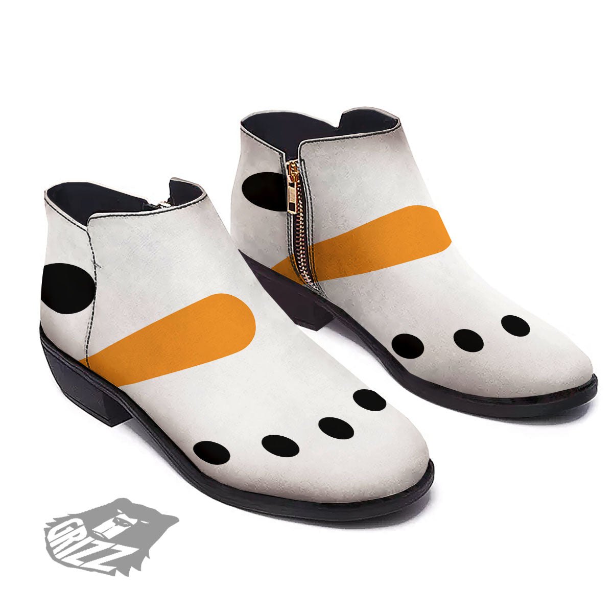 Face Snowman Print Ankle Boots-grizzshop
