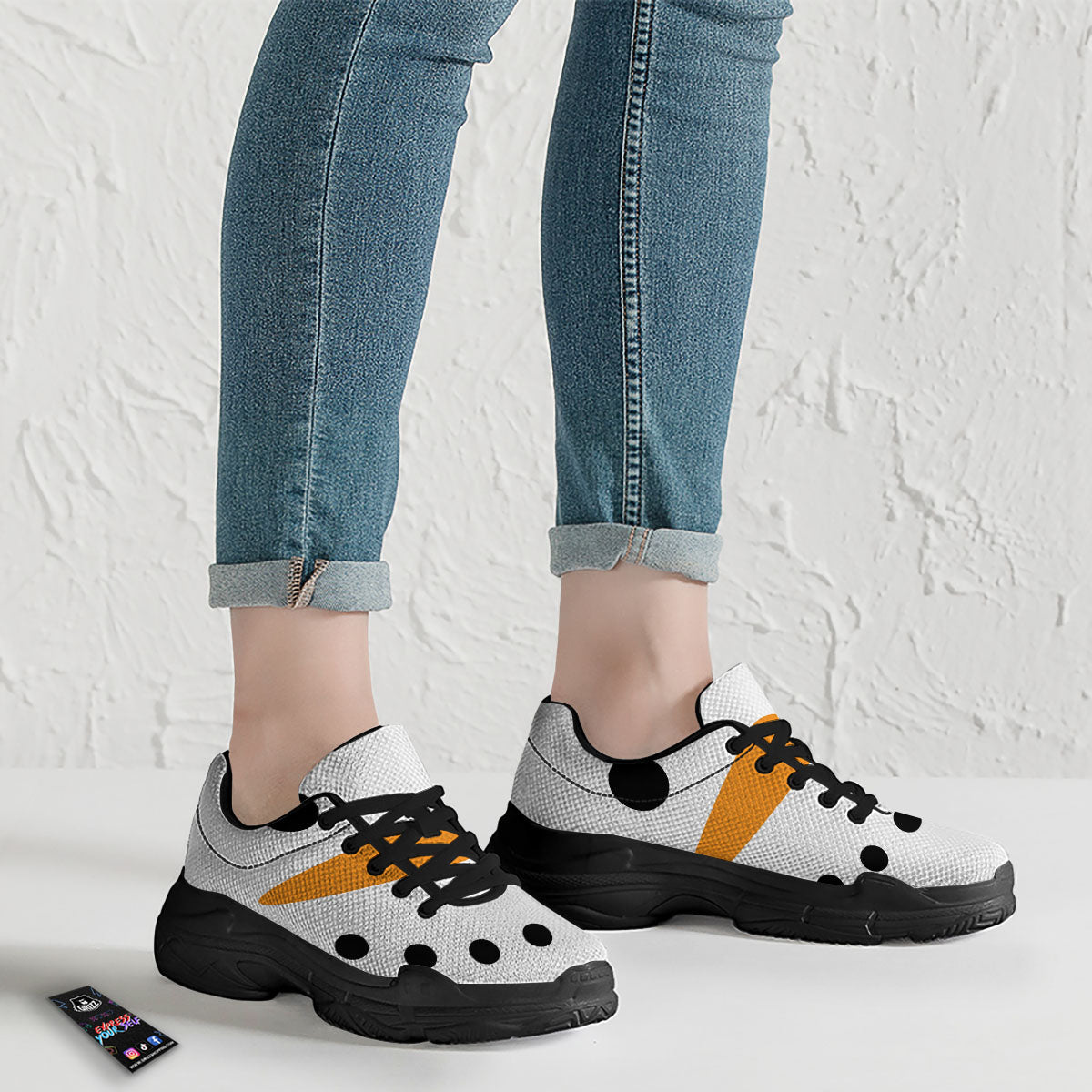 Face Snowman Print Black Chunky Shoes-grizzshop