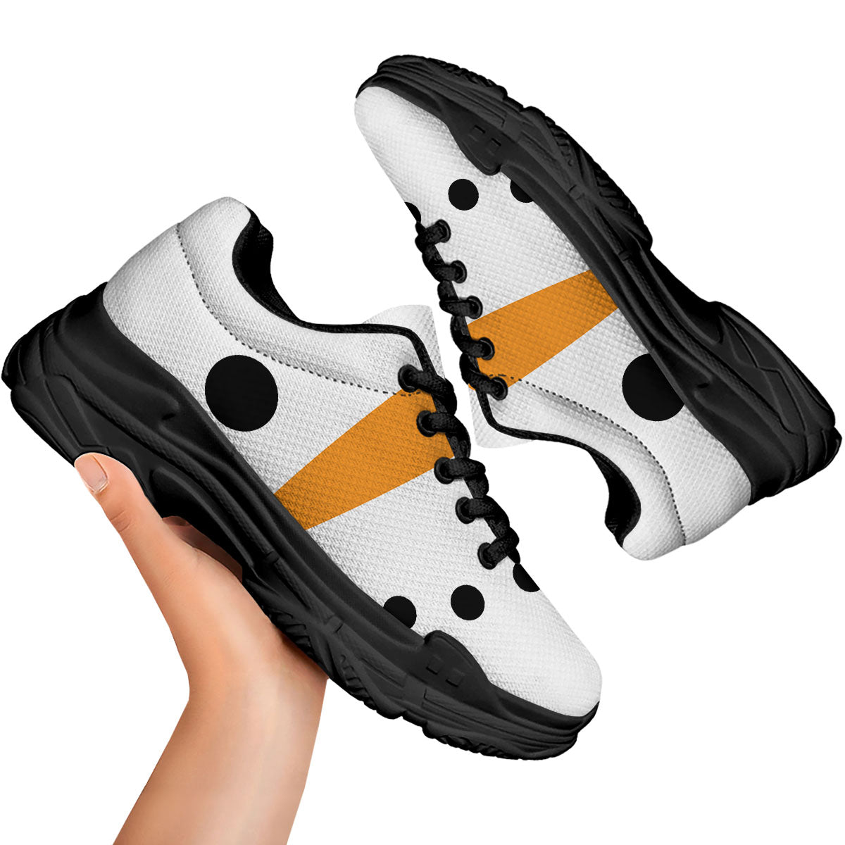 Face Snowman Print Black Chunky Shoes-grizzshop