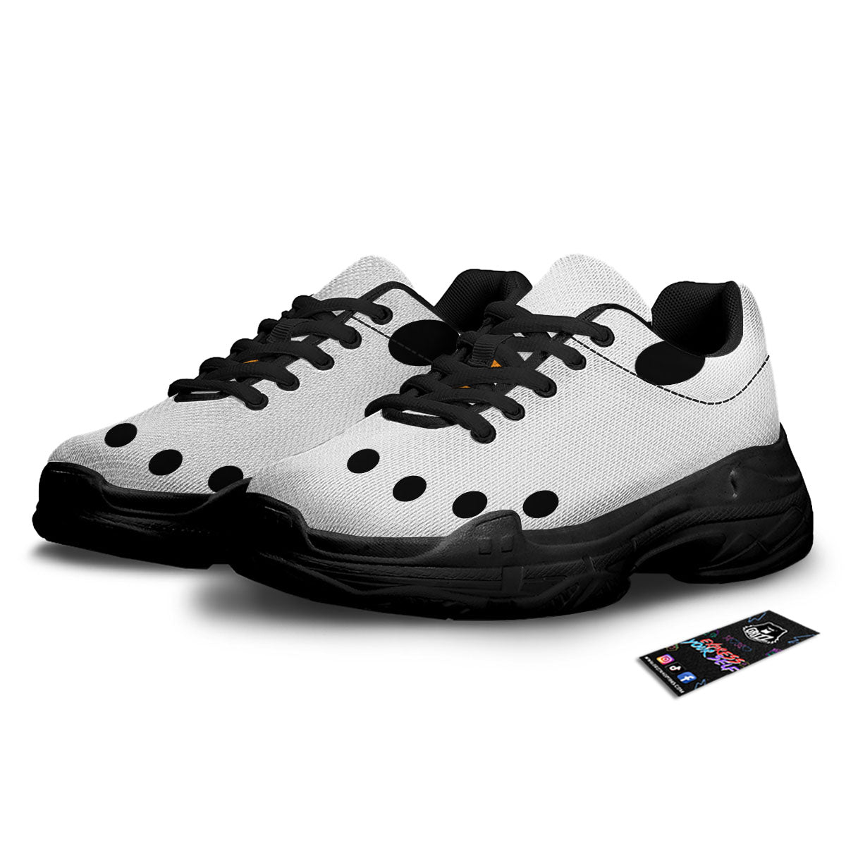 Face Snowman Print Black Chunky Shoes-grizzshop