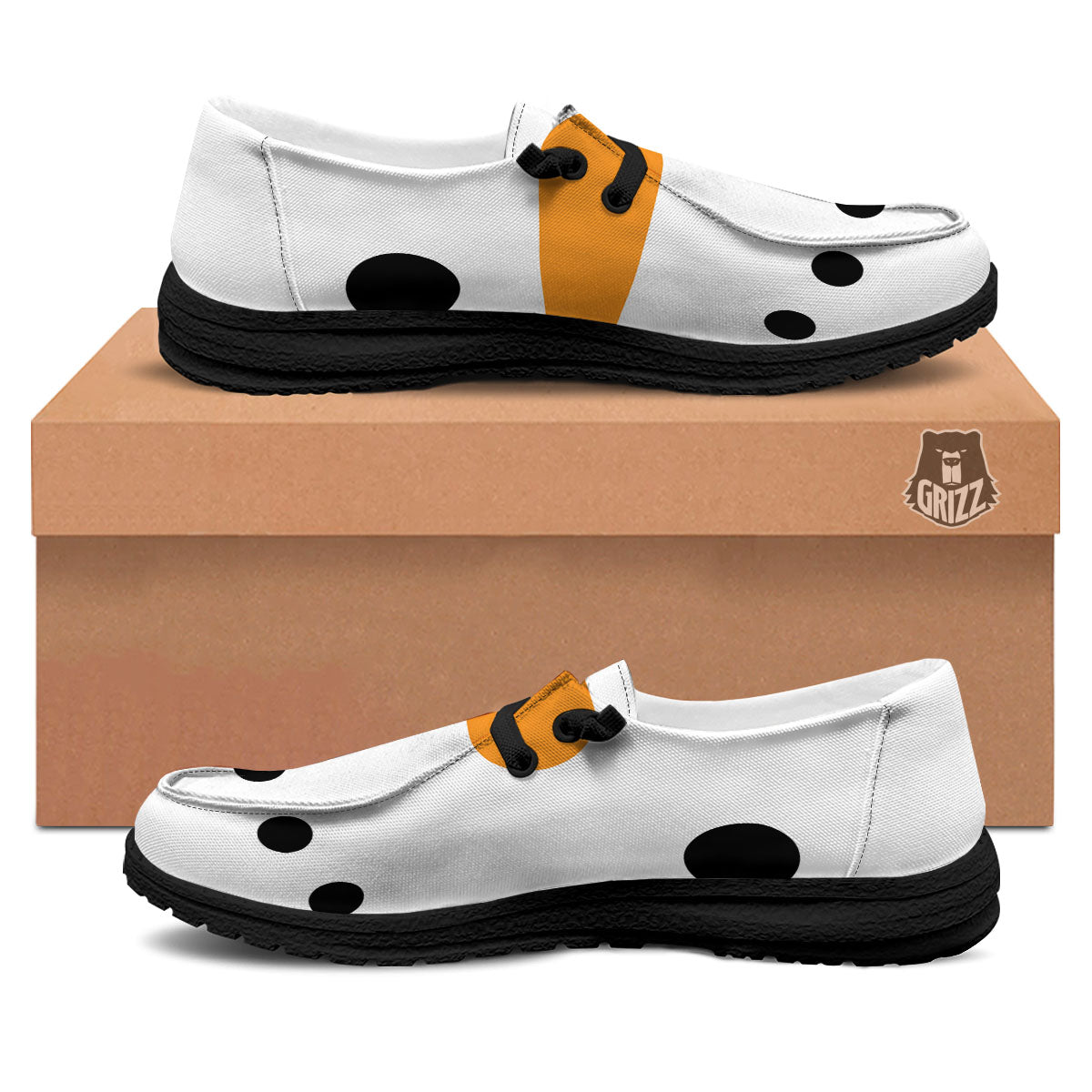 Face Snowman Print Black Loafers-grizzshop