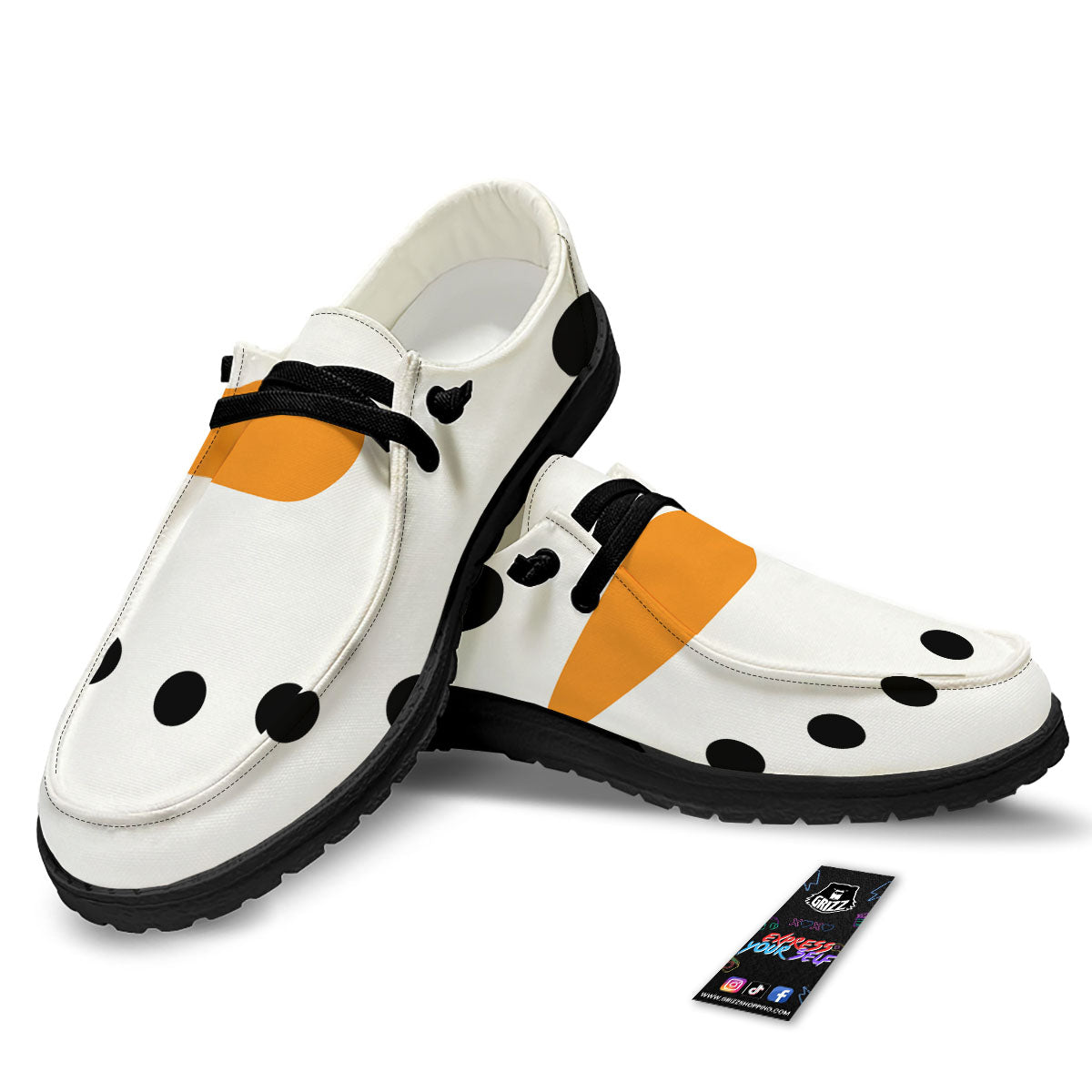 Face Snowman Print Black Loafers-grizzshop