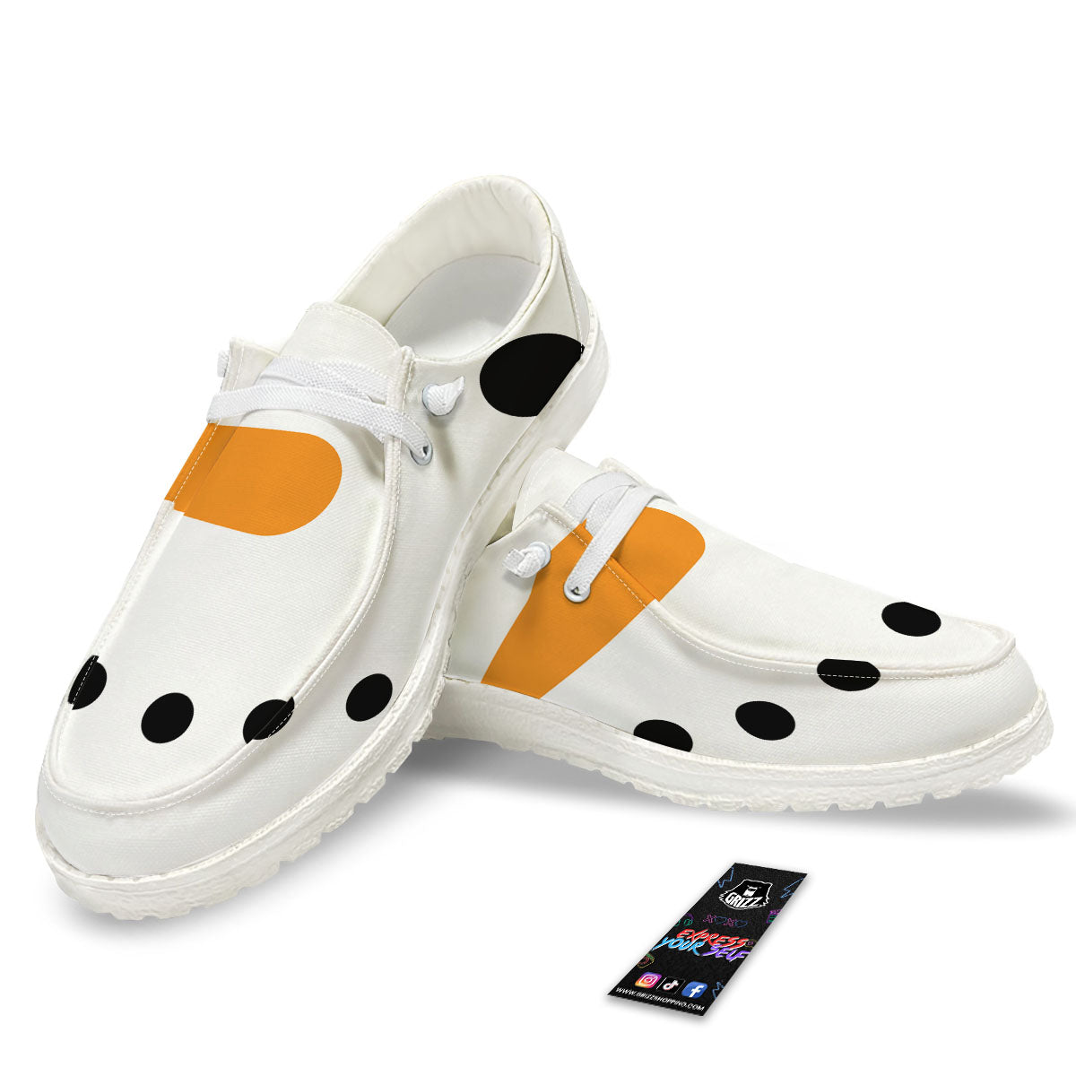 Face Snowman Print Black Loafers-grizzshop