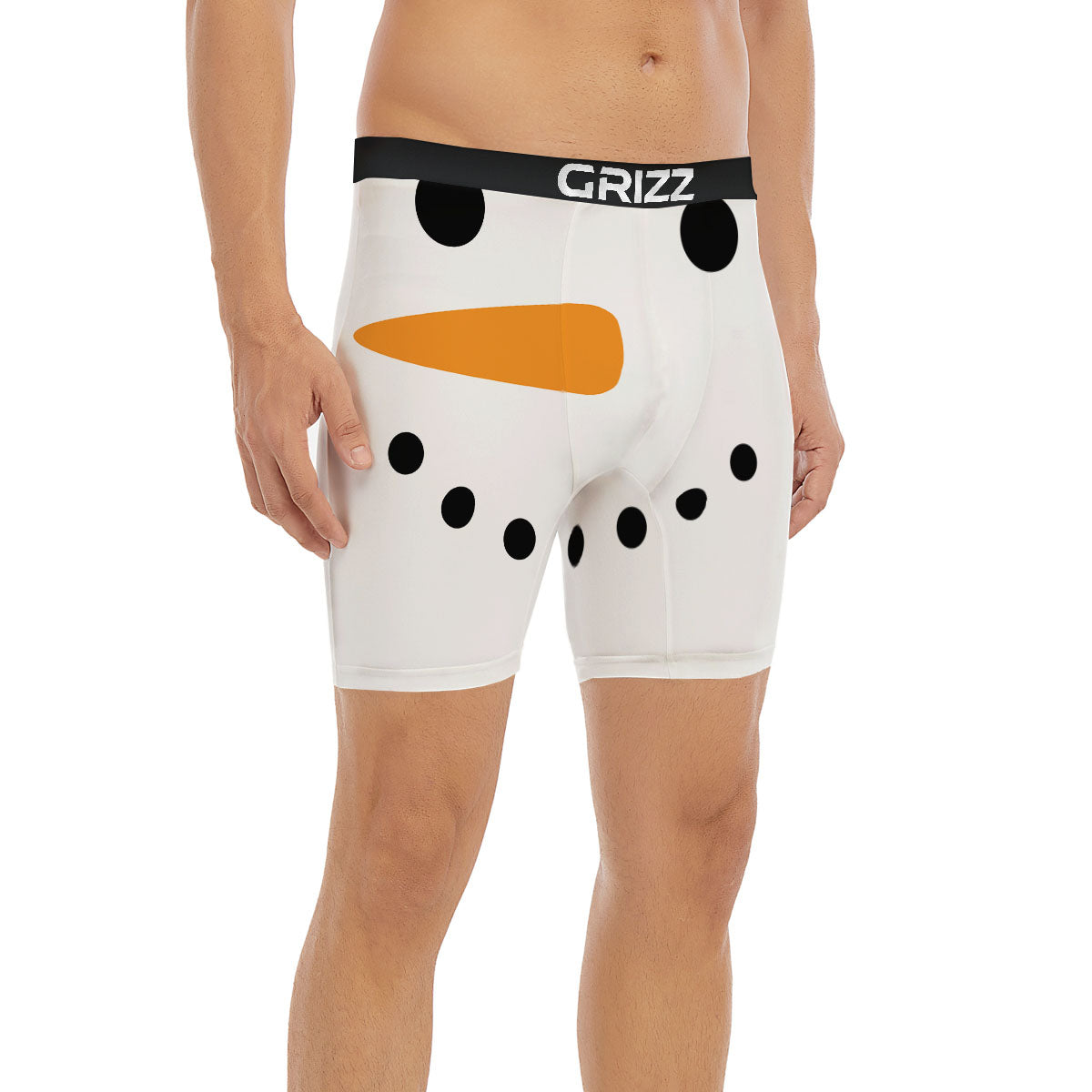 Face Snowman Print Boxer Briefs-grizzshop
