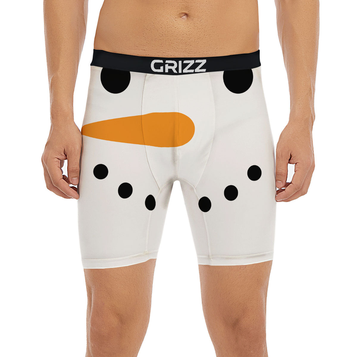 Face Snowman Print Boxer Briefs-grizzshop