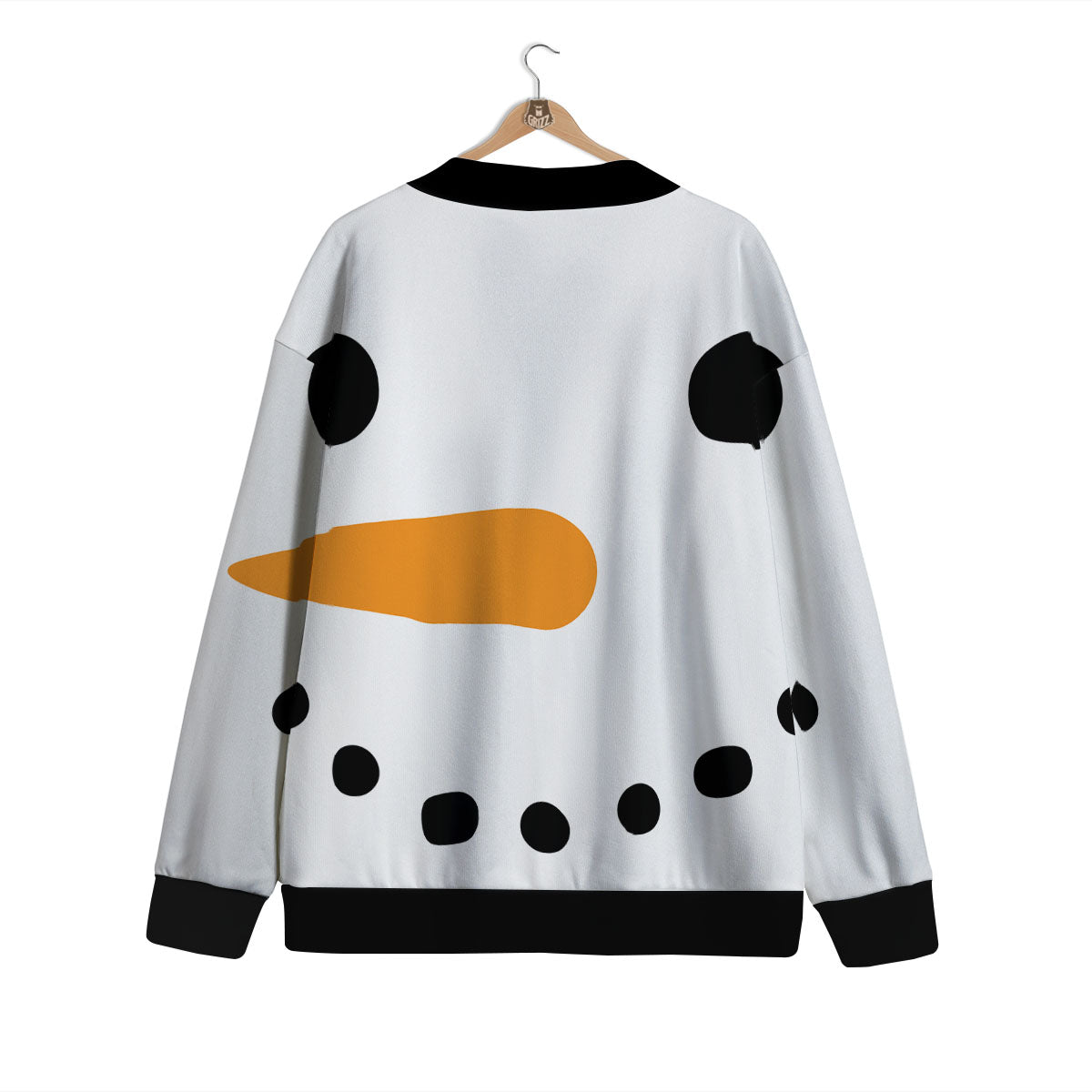 Face Snowman Print Cardigan-grizzshop