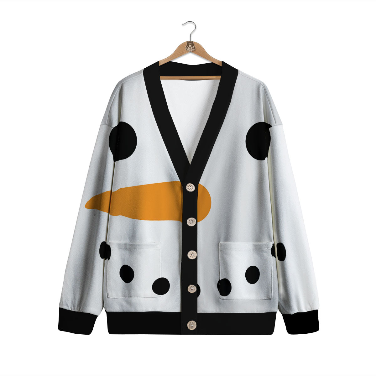 Face Snowman Print Cardigan-grizzshop
