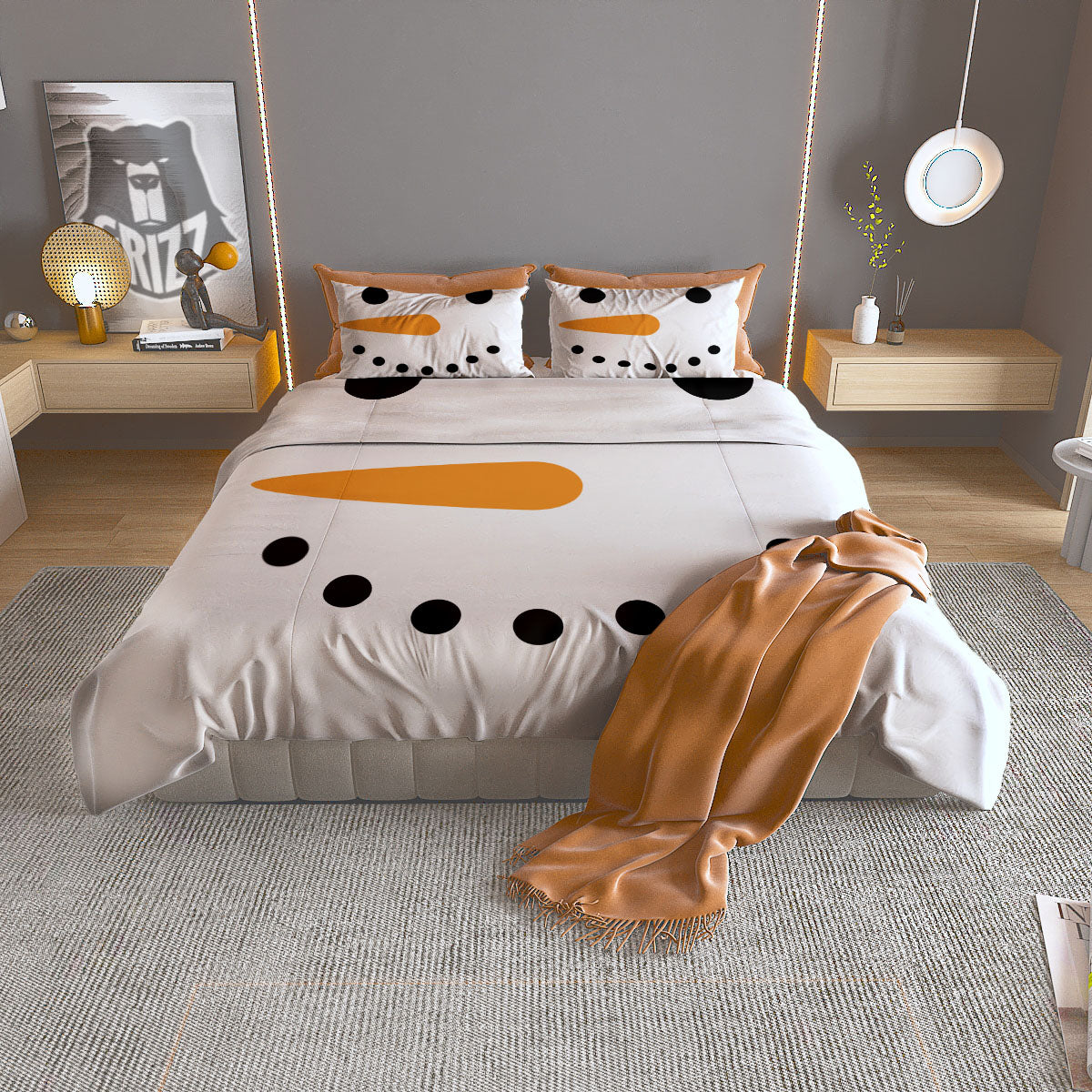 Emoji Teddy Bear Print Duvet Cover Bedding Set