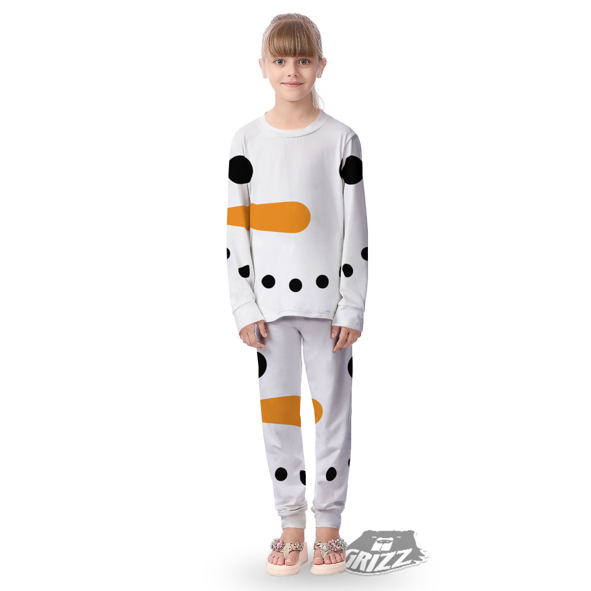 Face Snowman Print Kid's Pajamas-grizzshop