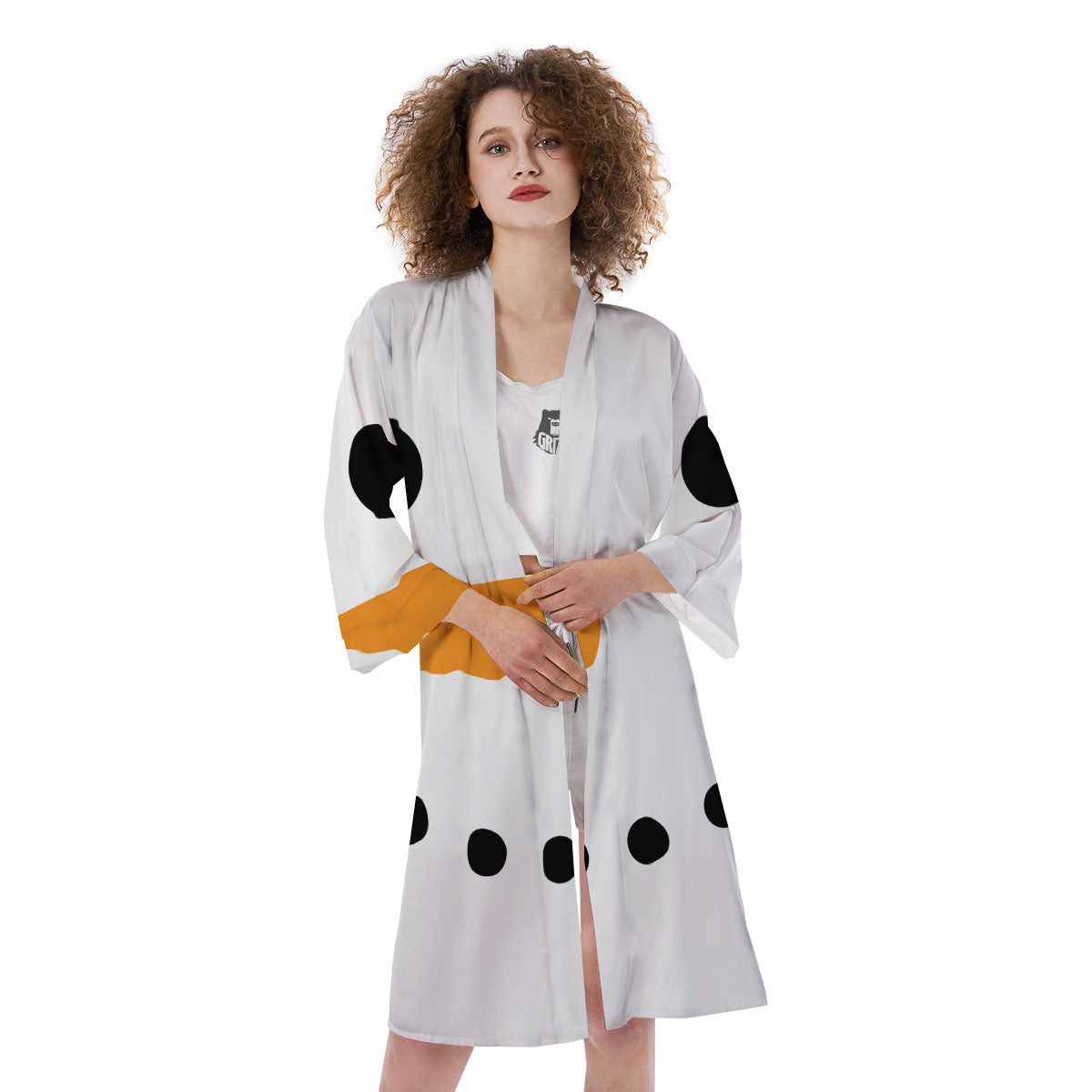 Face Snowman Print Kimono-grizzshop