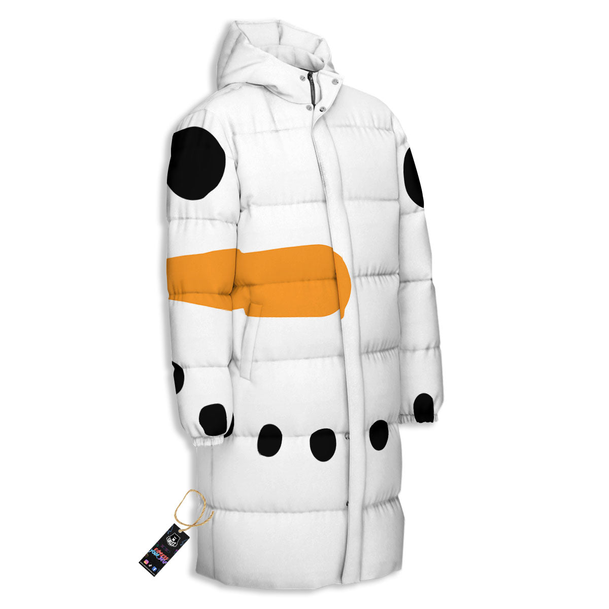 Face Snowman Print Long Down Jacket-grizzshop