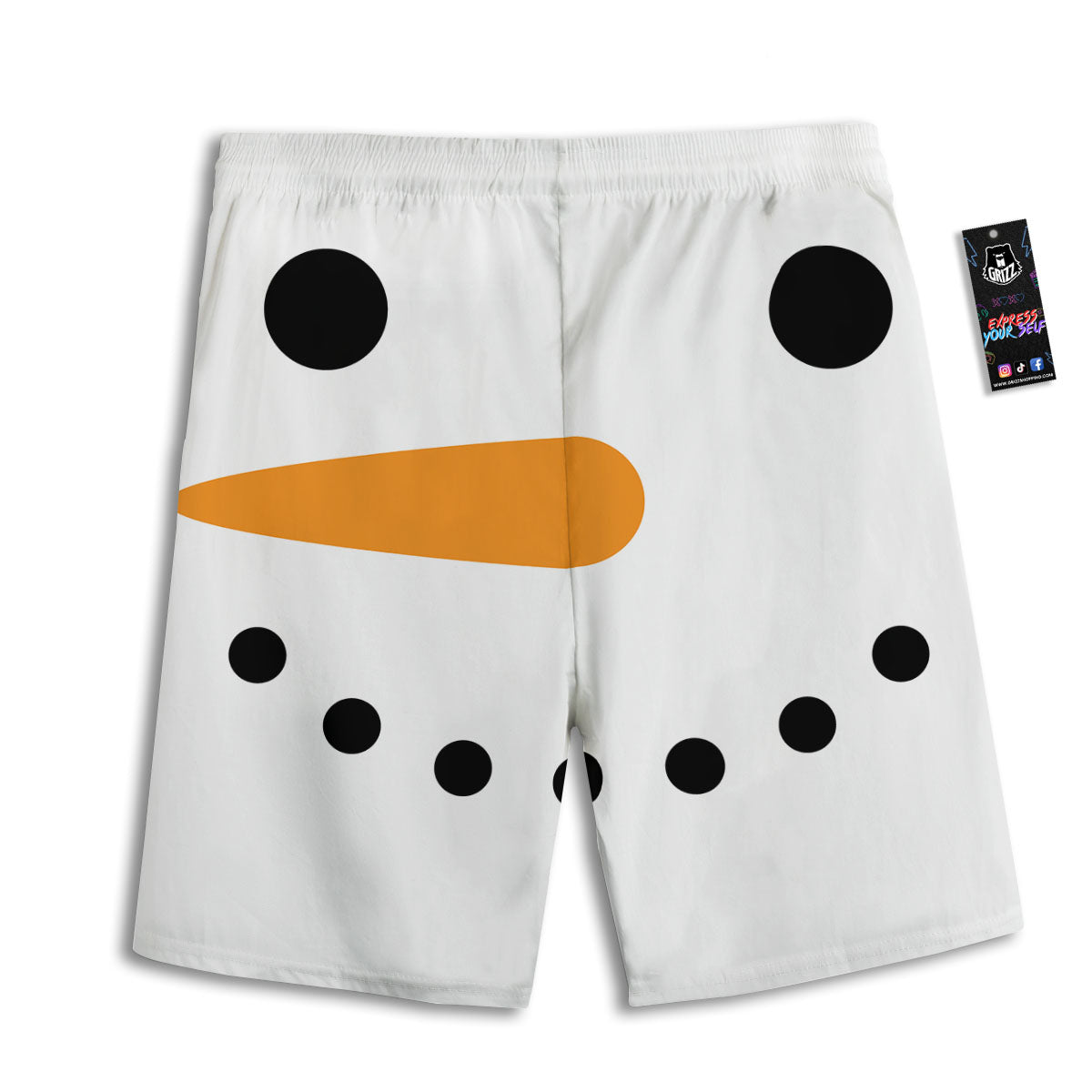 Face Snowman Print Men's Athletic Shorts
