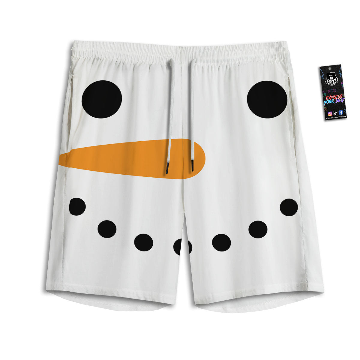 Face Snowman Print Men's Athletic Shorts