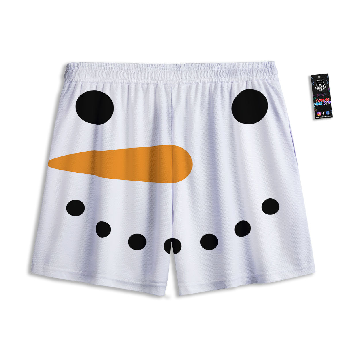 Face Snowman Print Mesh Shorts