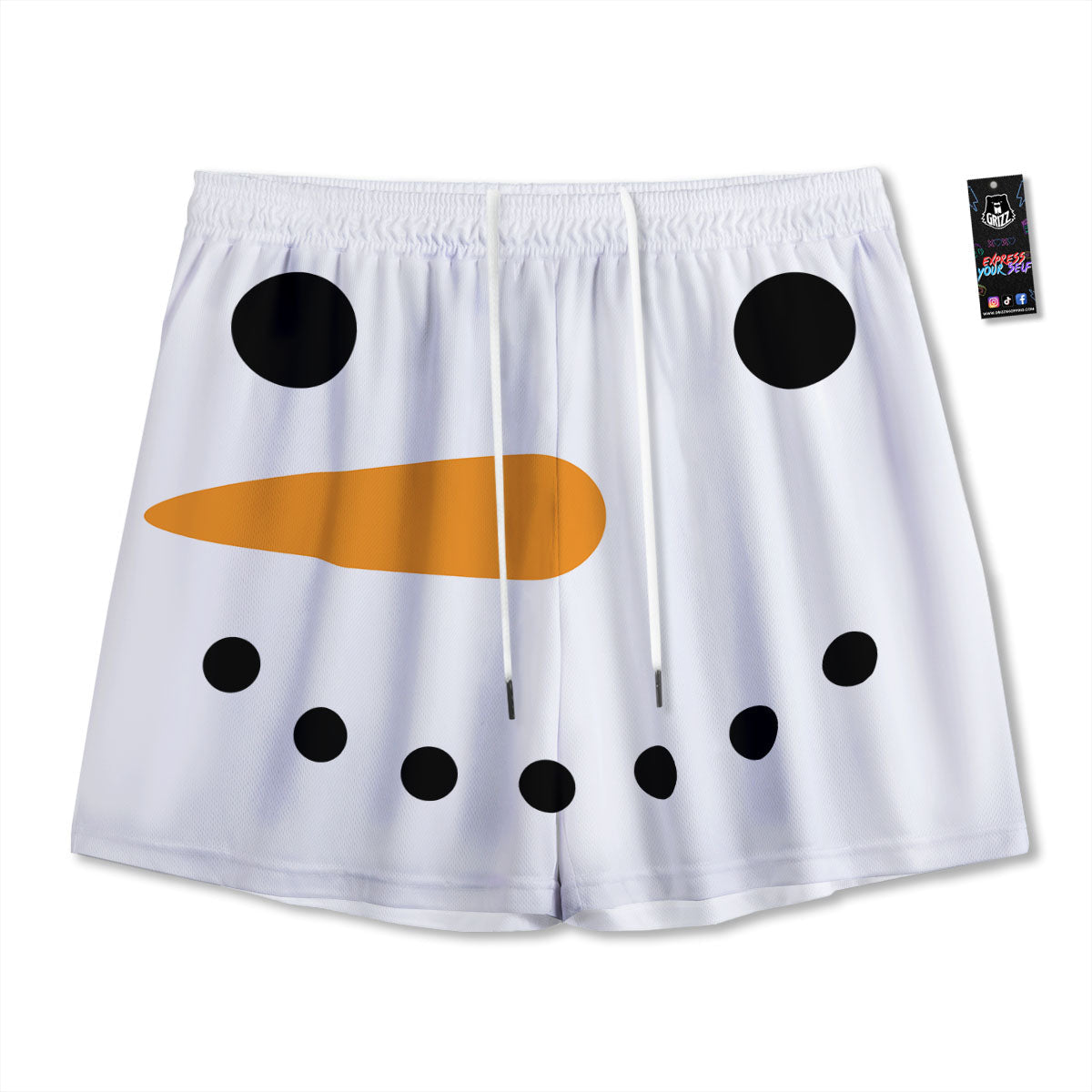 Face Snowman Print Mesh Shorts