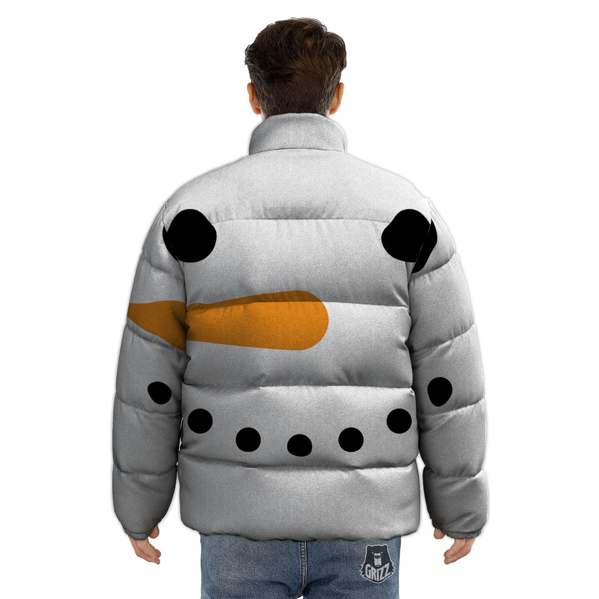 Face Snowman Print Puffer Jacket-grizzshop