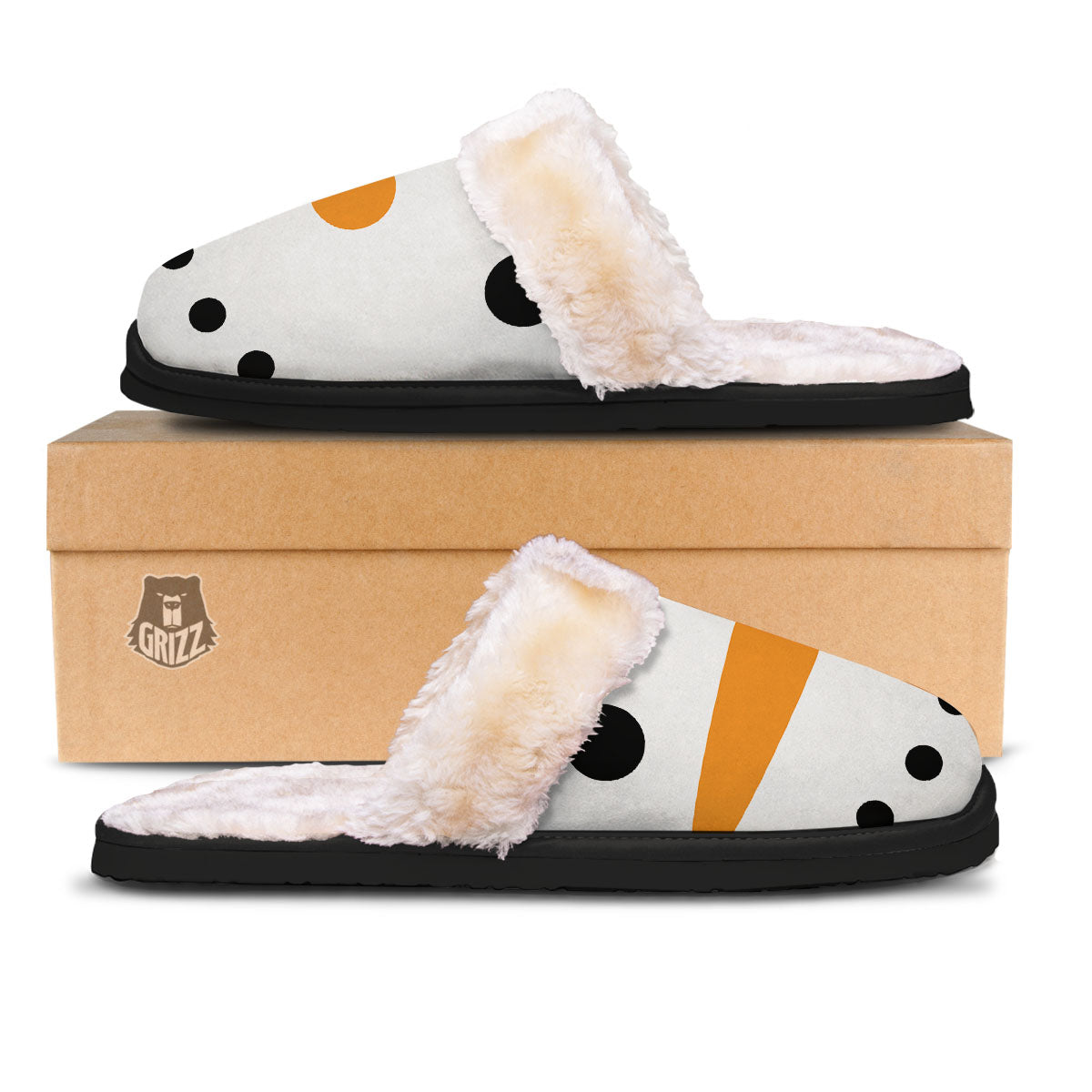 Face Snowman Print Slippers-grizzshop