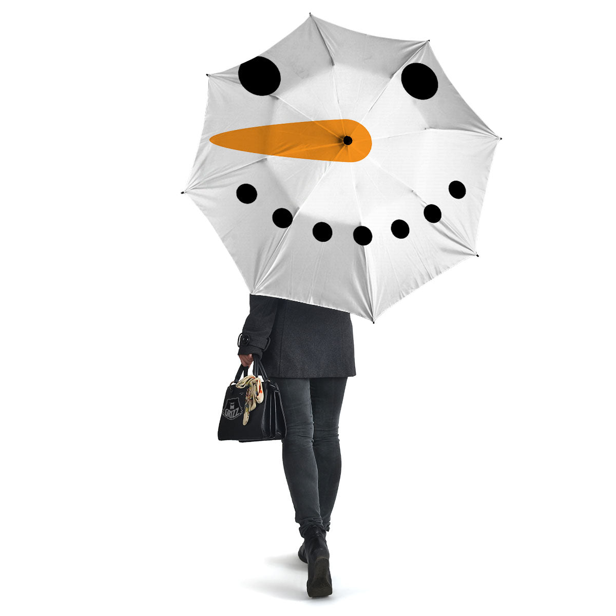 Face Snowman Print Umbrella-grizzshop