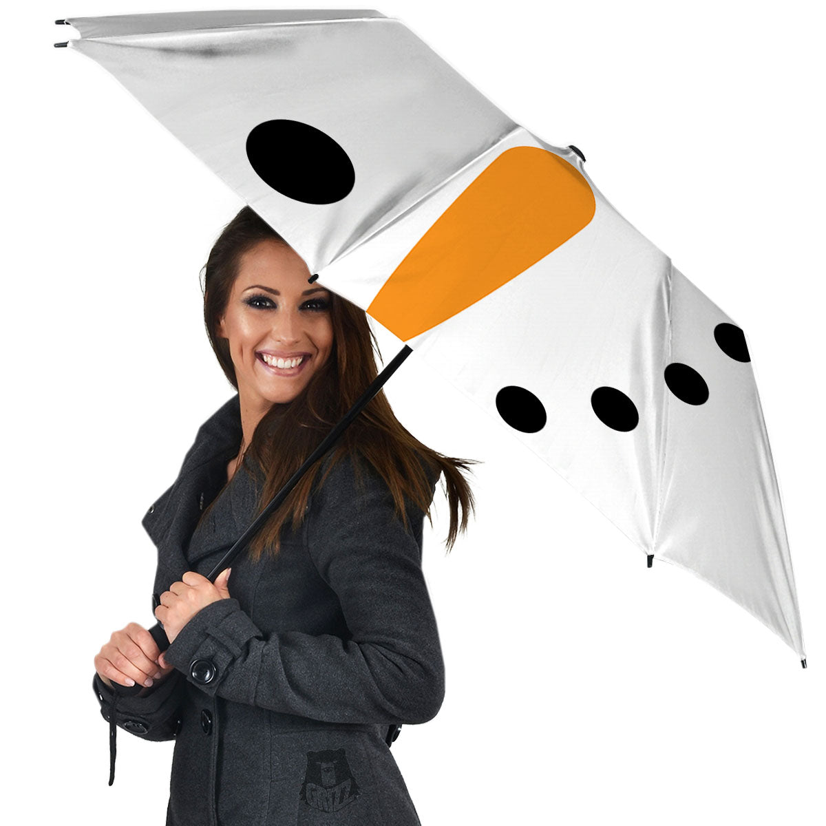 Face Snowman Print Umbrella-grizzshop