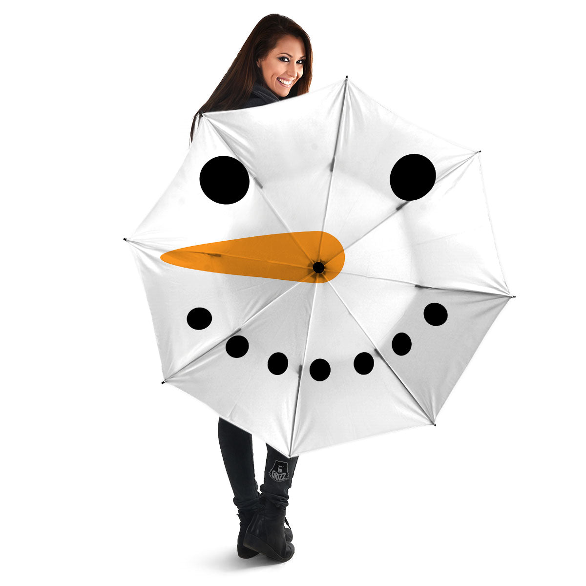 Face Snowman Print Umbrella-grizzshop