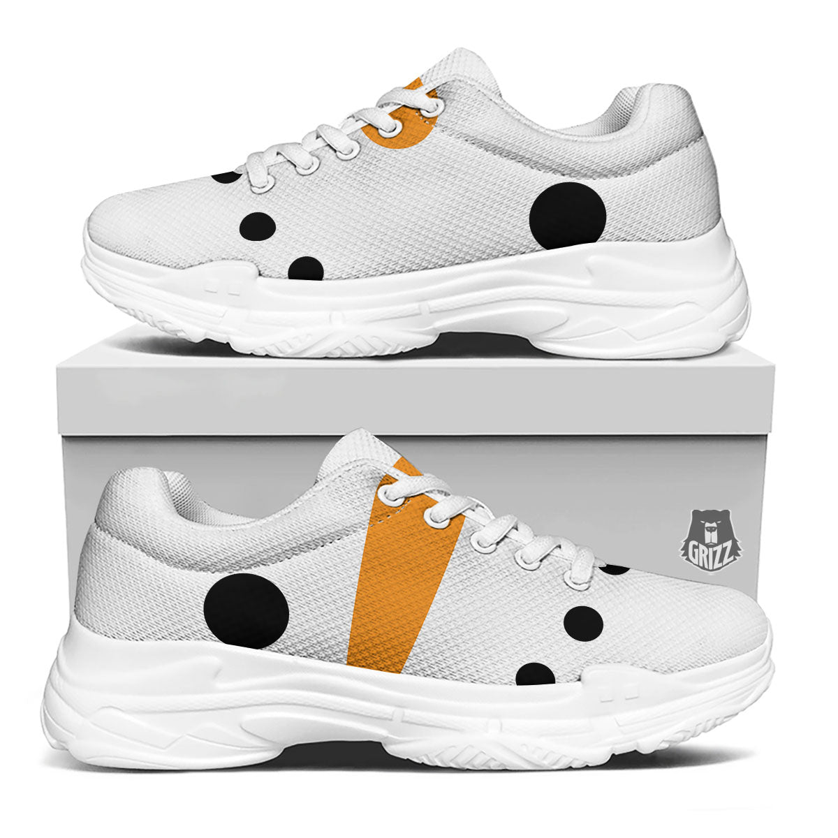 Face Snowman Print White Chunky Shoes-grizzshop