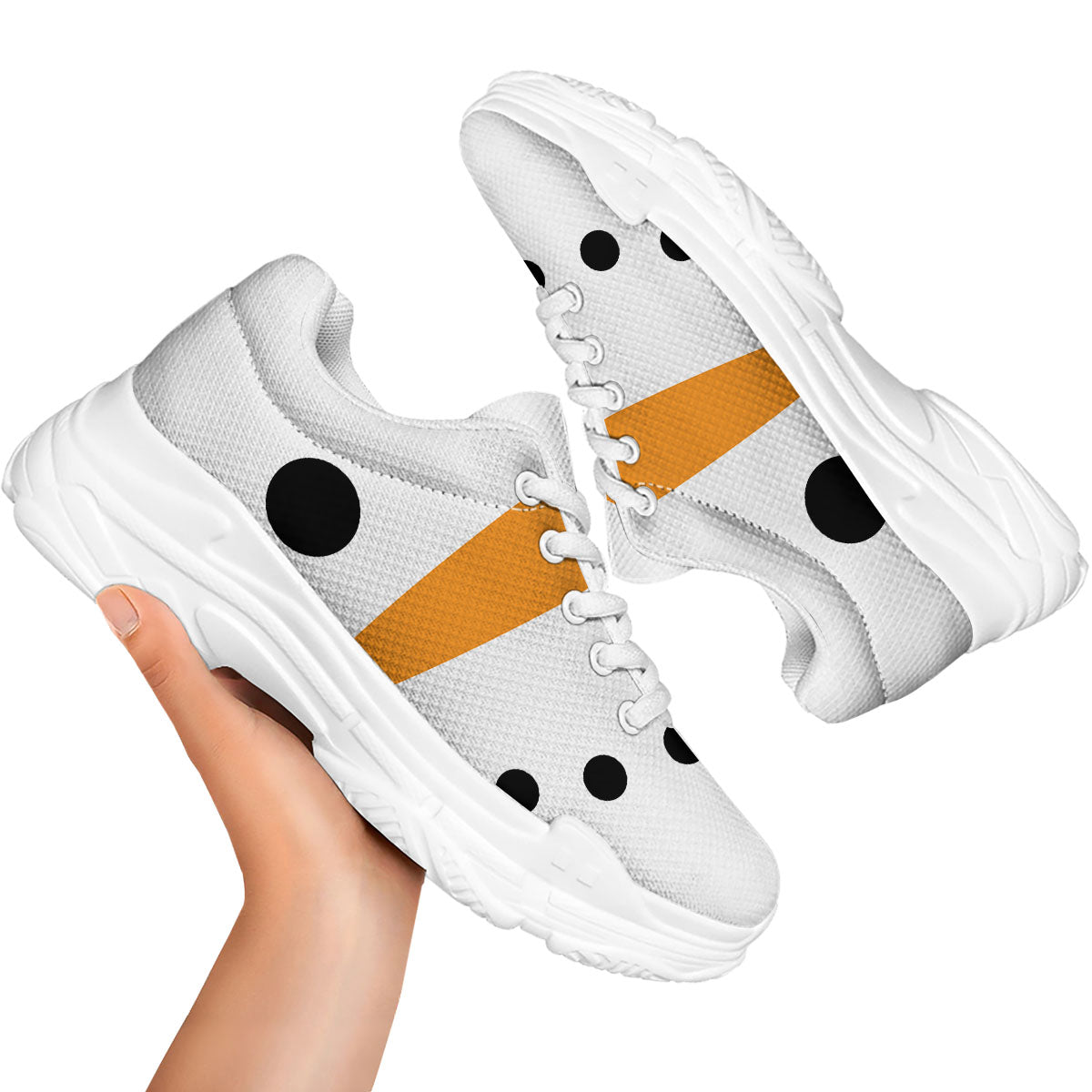Face Snowman Print White Chunky Shoes-grizzshop