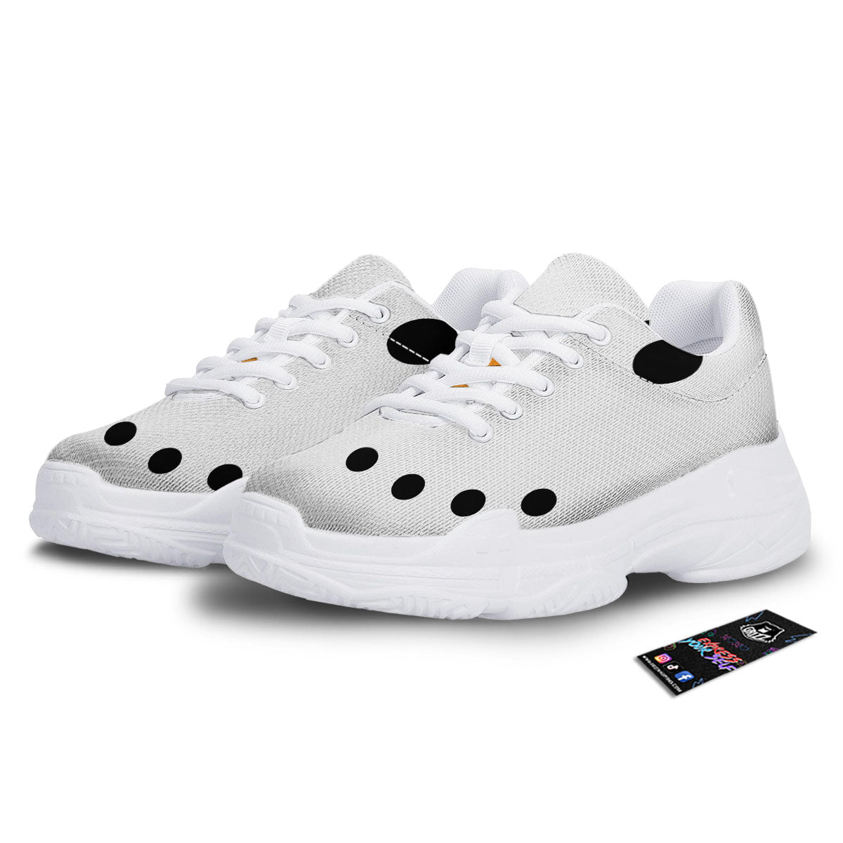 Face Snowman Print White Chunky Shoes-grizzshop