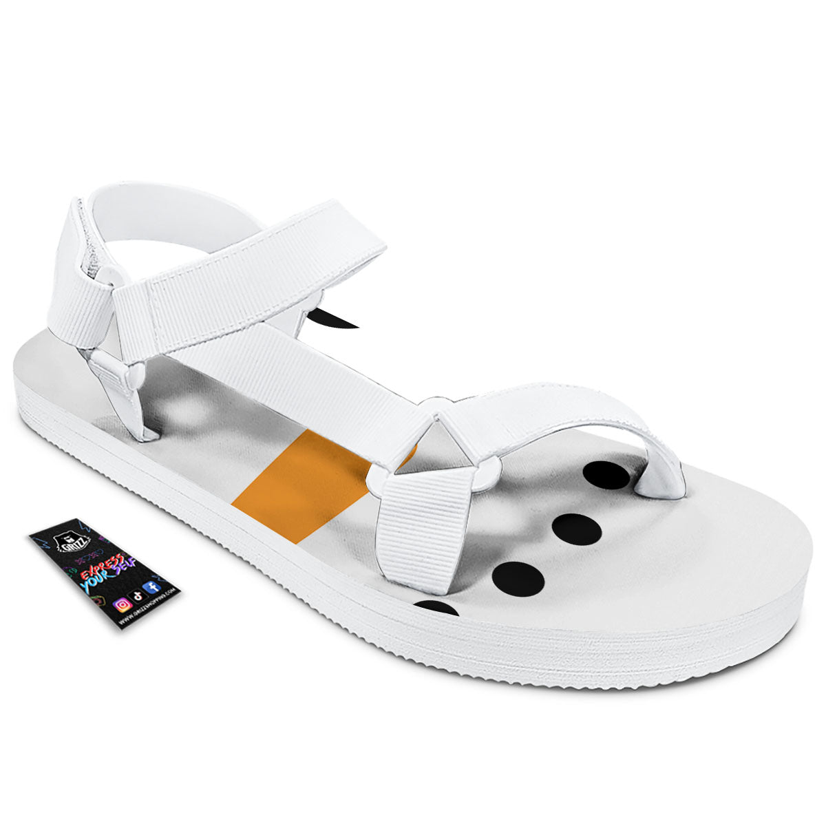 Face Snowman Print White Open Toe Sandals-grizzshop