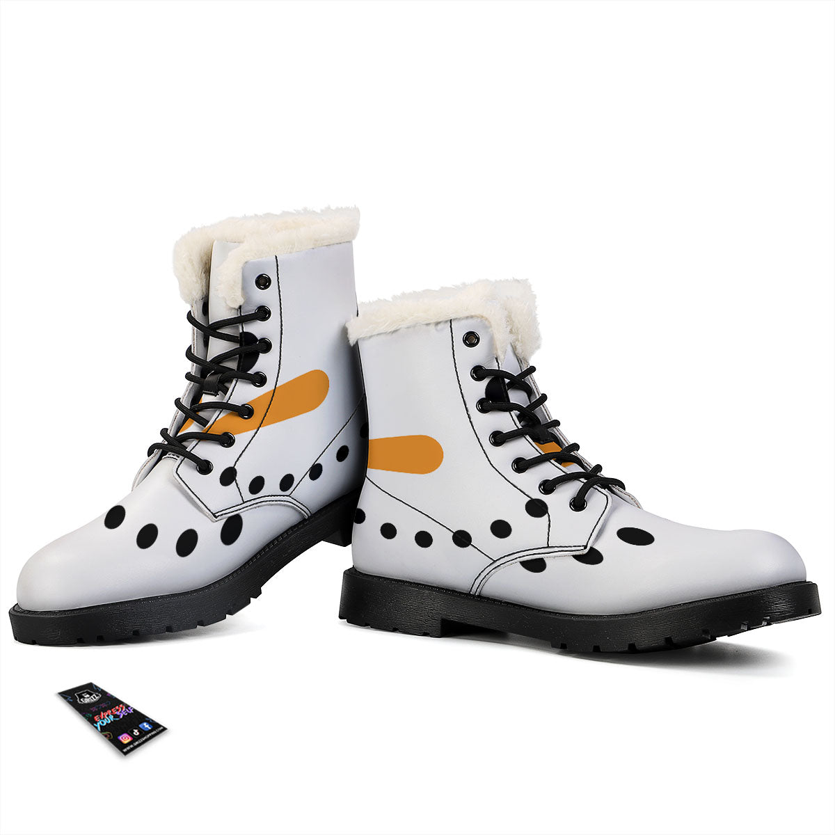Face Snowman Print Winter Boots-grizzshop