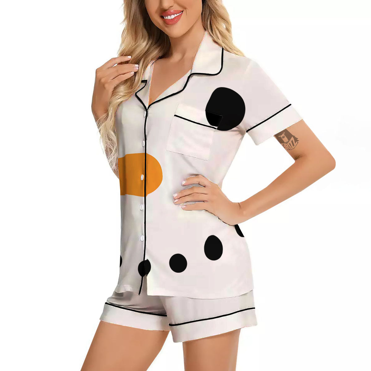 Face Snowman Print Women Silk Pajamas-grizzshop