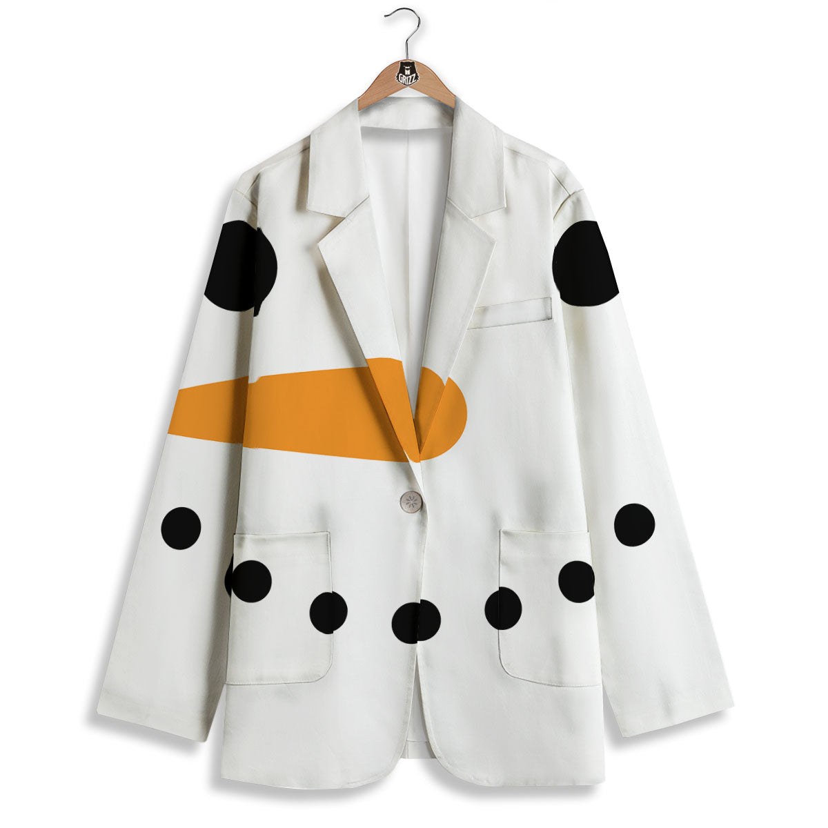 Face Snowman Print Women's Blazer-grizzshop