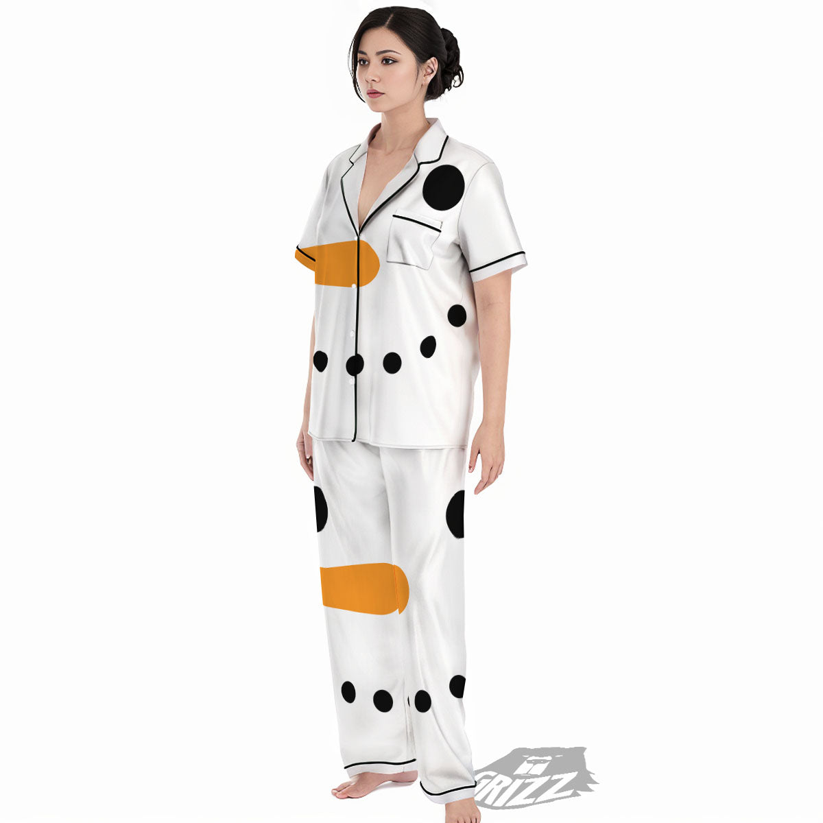 Face Snowman Print Women's Pajamas Set-grizzshop