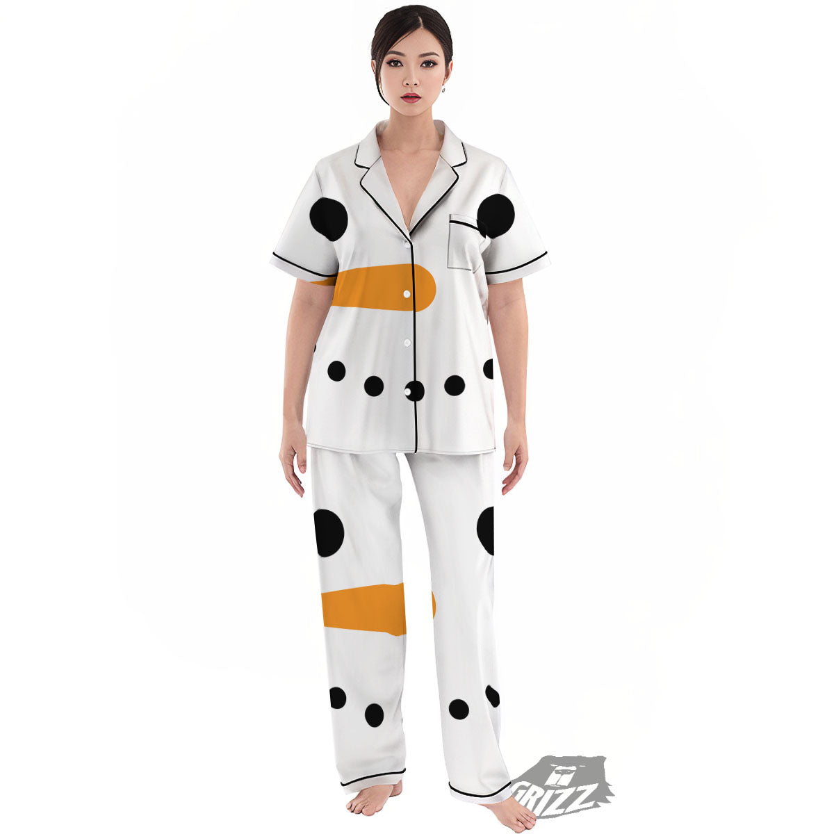 Face Snowman Print Women's Pajamas Set-grizzshop