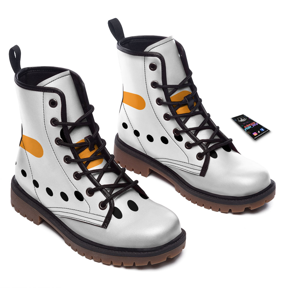 Face Snowman Print Work Boots-grizzshop