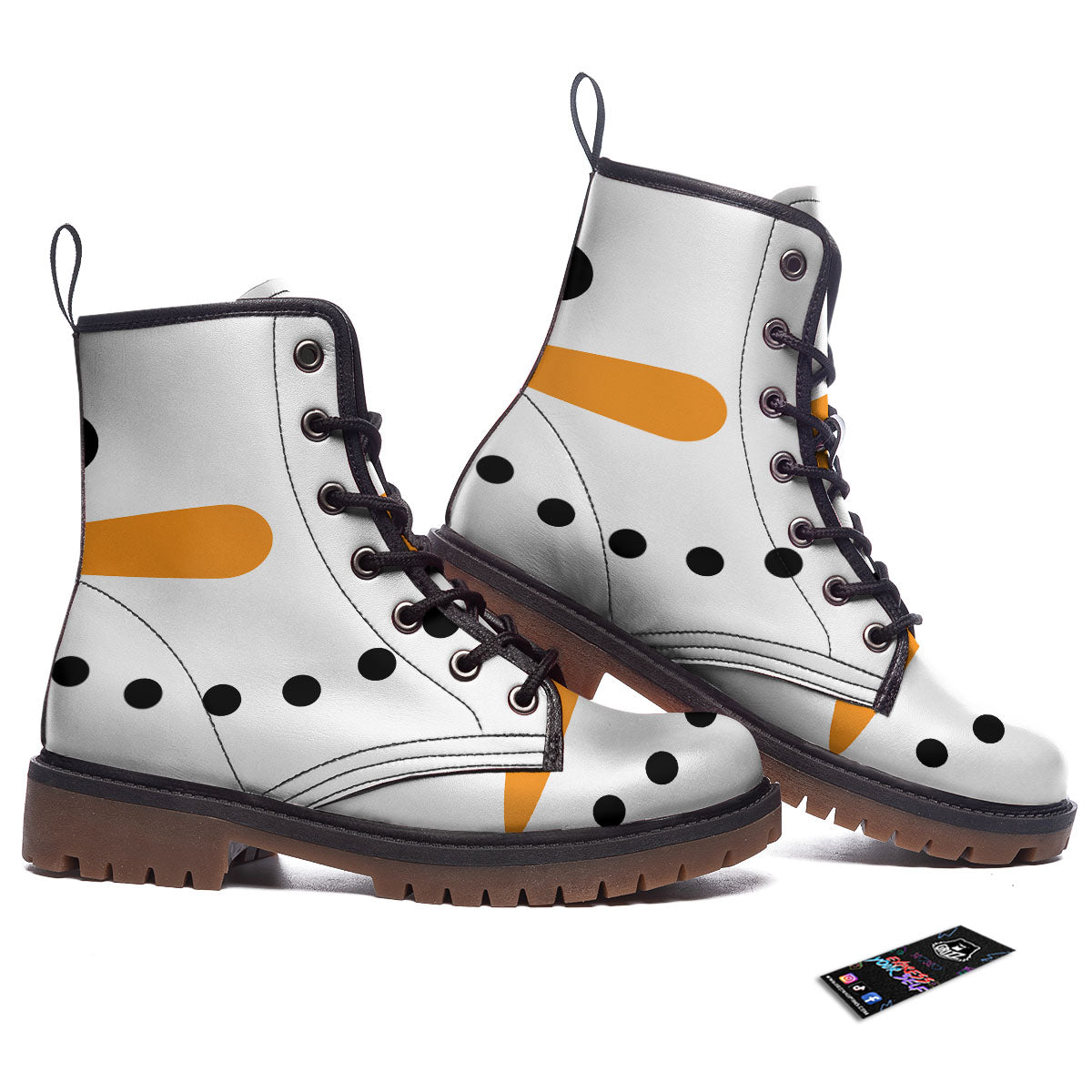 Face Snowman Print Work Boots-grizzshop