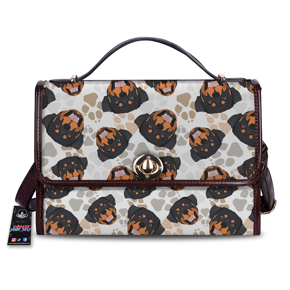 Face Rottweiler Print Pattern Women's Satchel Bag
