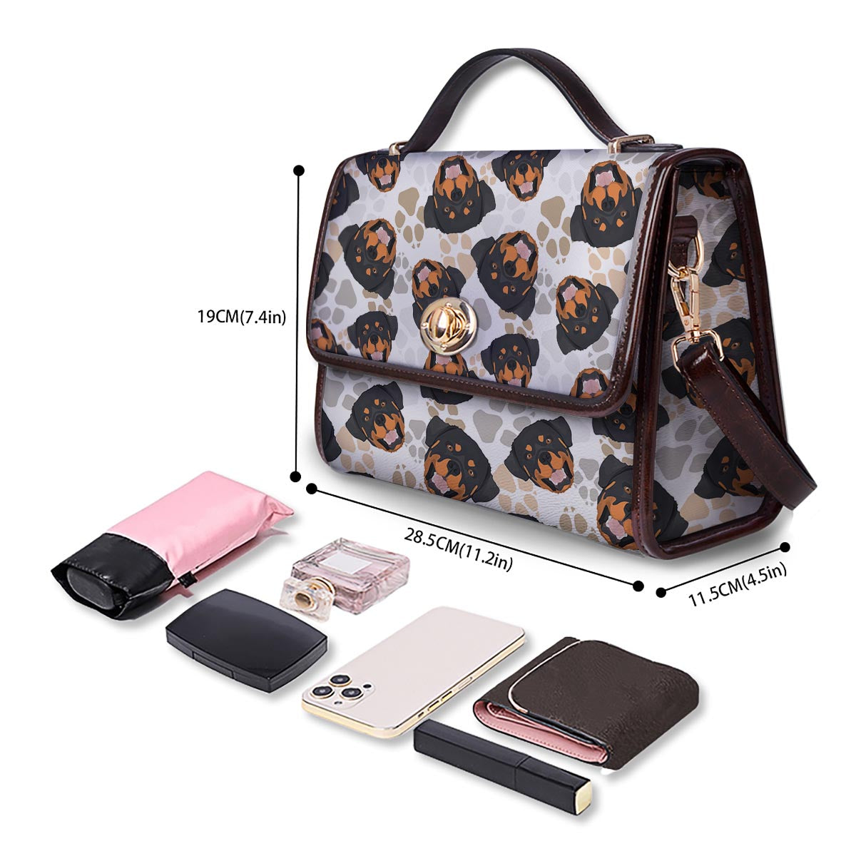 Face Rottweiler Print Pattern Women's Satchel Bag