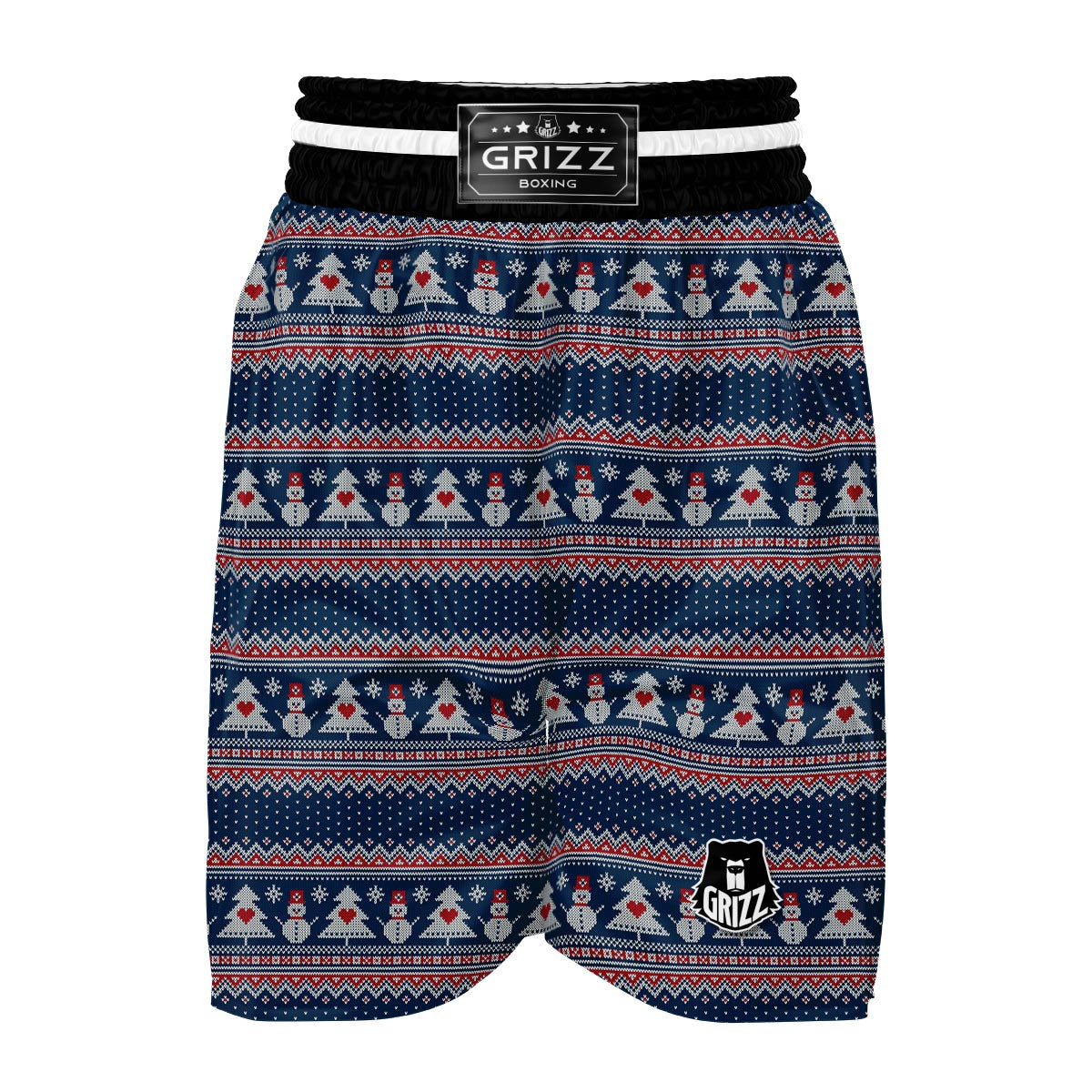 Fairisle Christmas Snowman Pattern Print Boxing Shorts-grizzshop