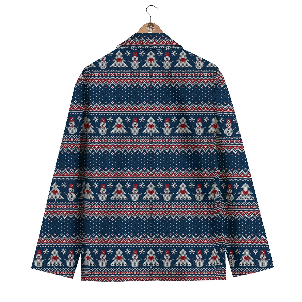 Fairisle Christmas Snowman Pattern Print Men's Blazer-grizzshop