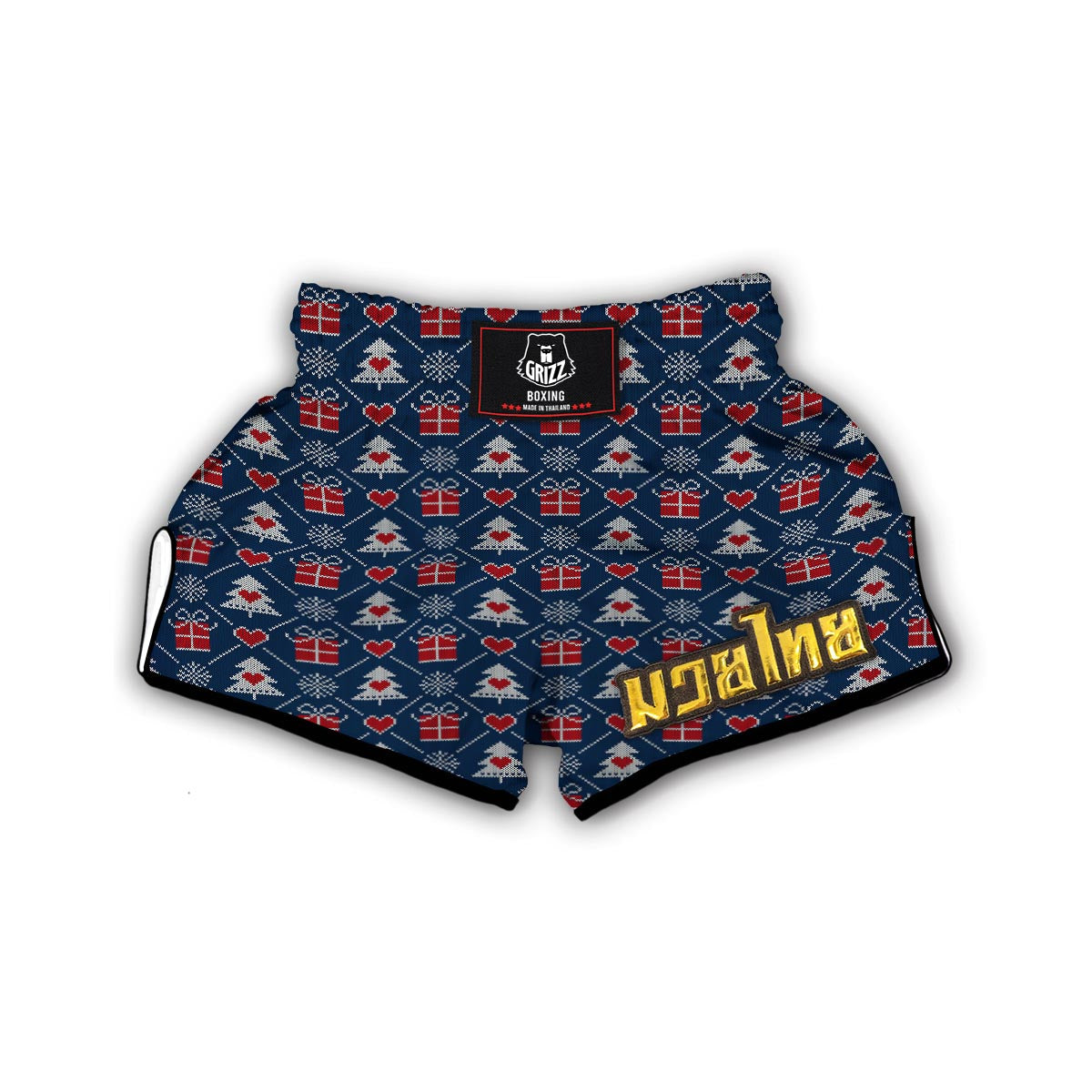 Fairisle Gift Christmas Pattern Print Muay Thai Boxing Shorts-grizzshop