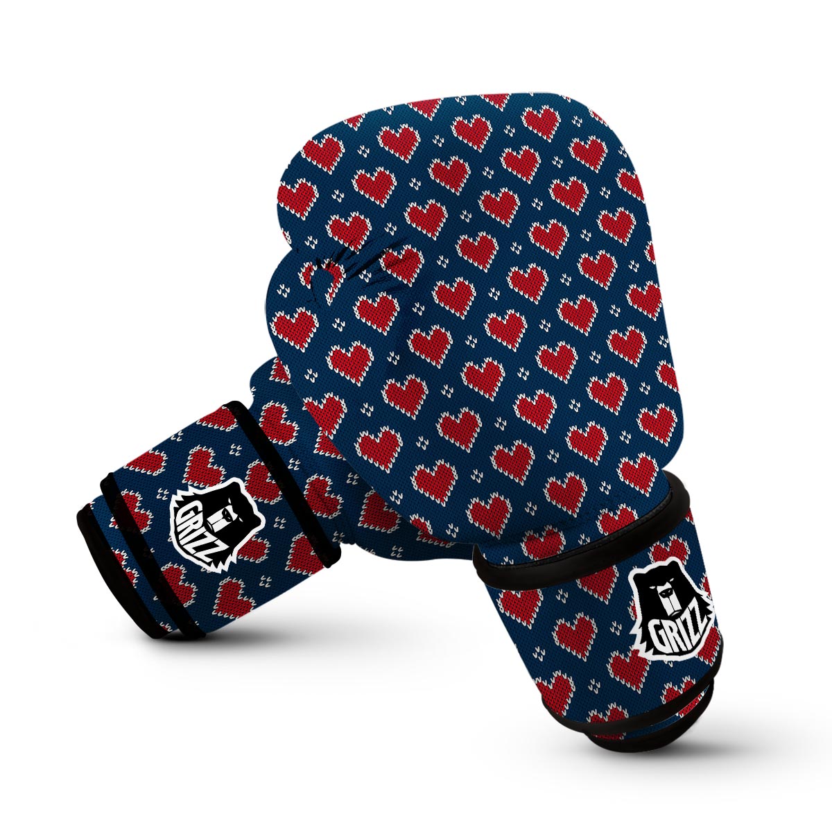 Fairisle Heart Christmas Pattern Print Boxing Gloves-grizzshop