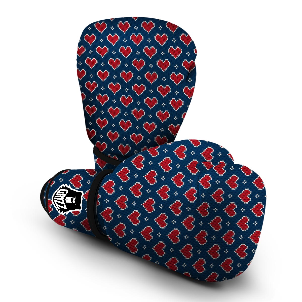 Fairisle Heart Christmas Pattern Print Boxing Gloves-grizzshop