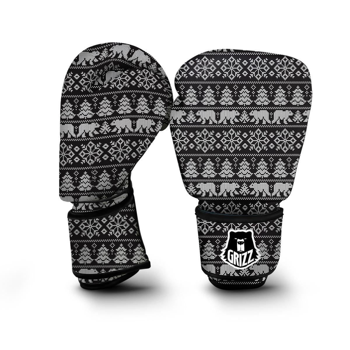 Fairisle Polar Bear Christmas Pattern Print Boxing Gloves-grizzshop