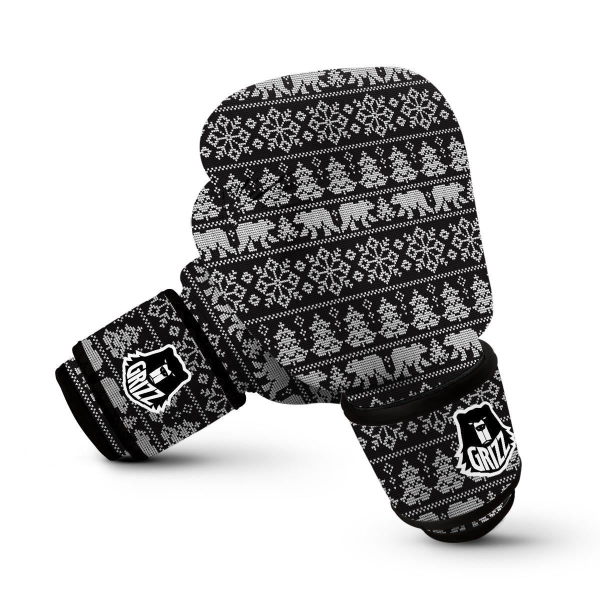 Fairisle Polar Bear Christmas Pattern Print Boxing Gloves-grizzshop