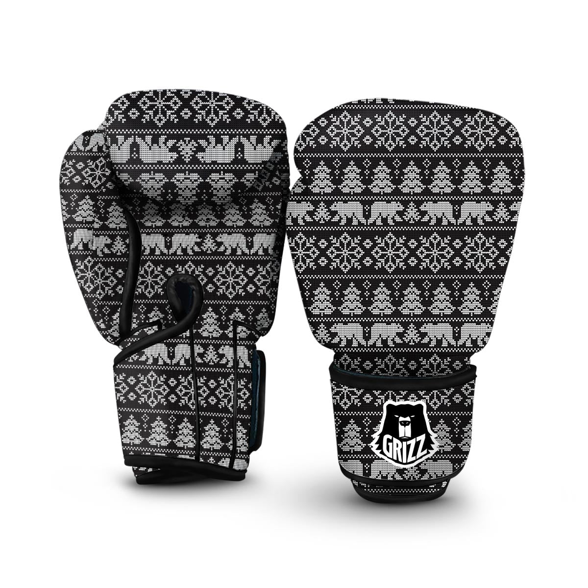 Fairisle Polar Bear Christmas Pattern Print Boxing Gloves-grizzshop