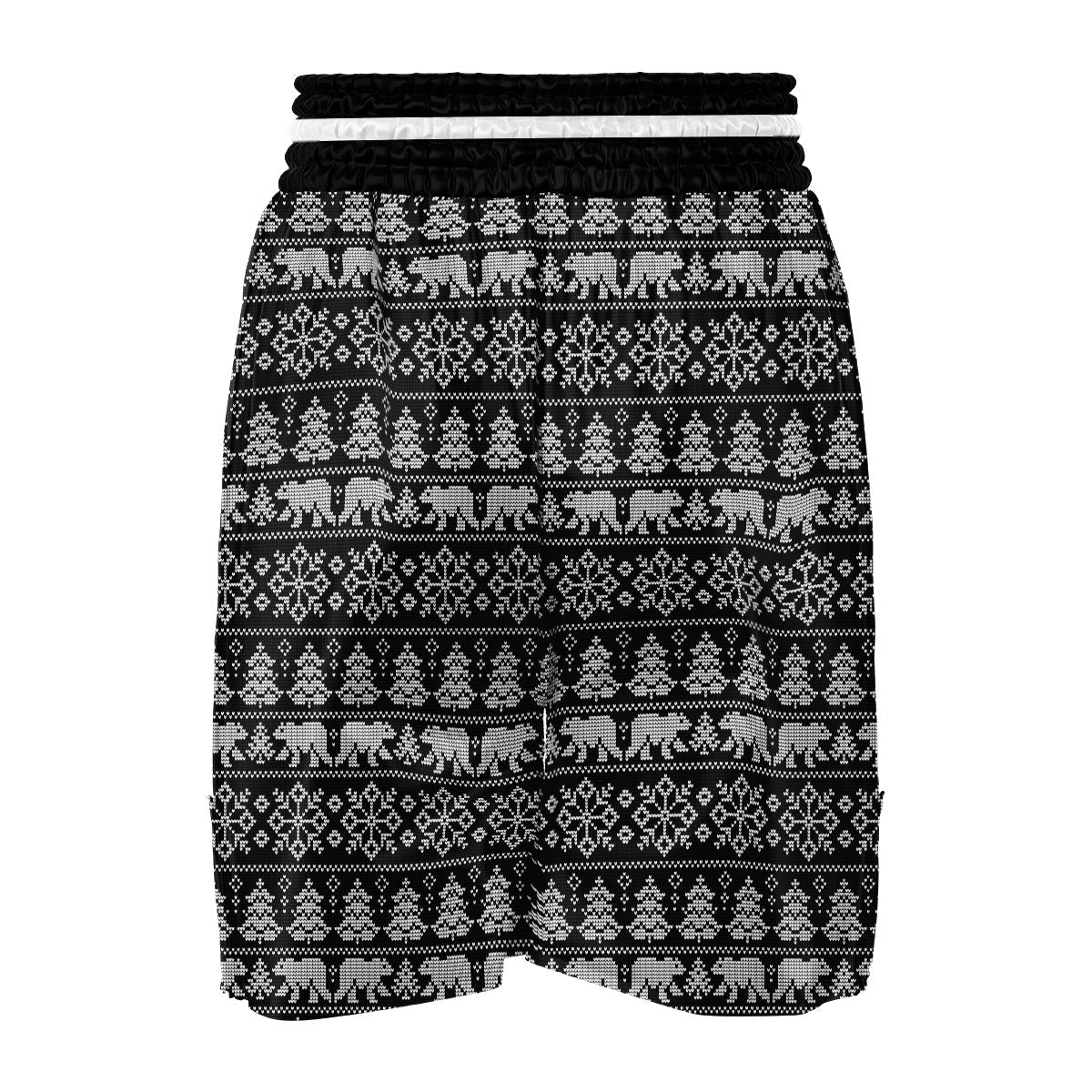 Fairisle Polar Bear Christmas Pattern Print Boxing Shorts-grizzshop