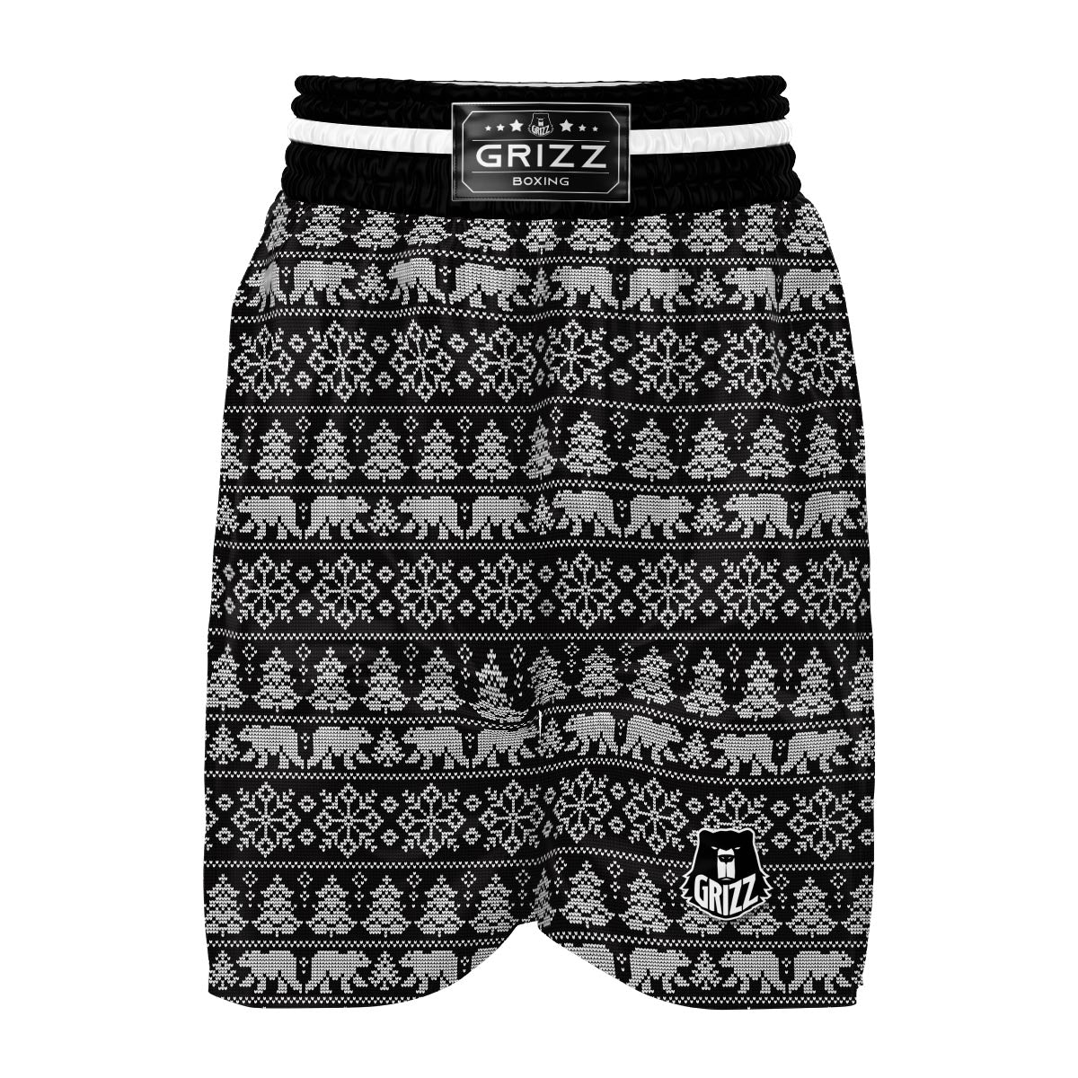 Fairisle Polar Bear Christmas Pattern Print Boxing Shorts-grizzshop